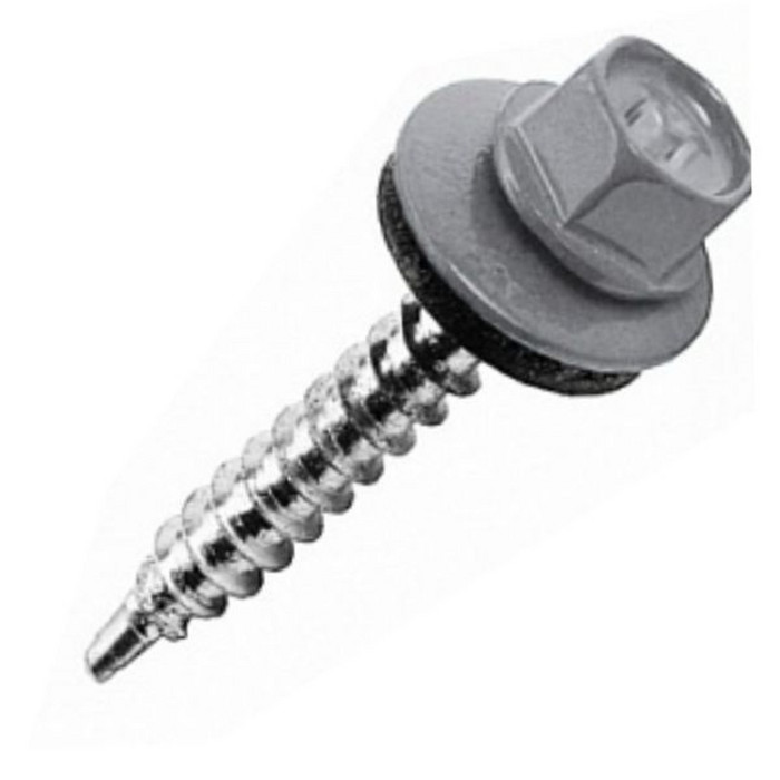 Саморез кровельный Daxmer 4,8х29 RAL 7037 (250) сверло №1 - фото №1